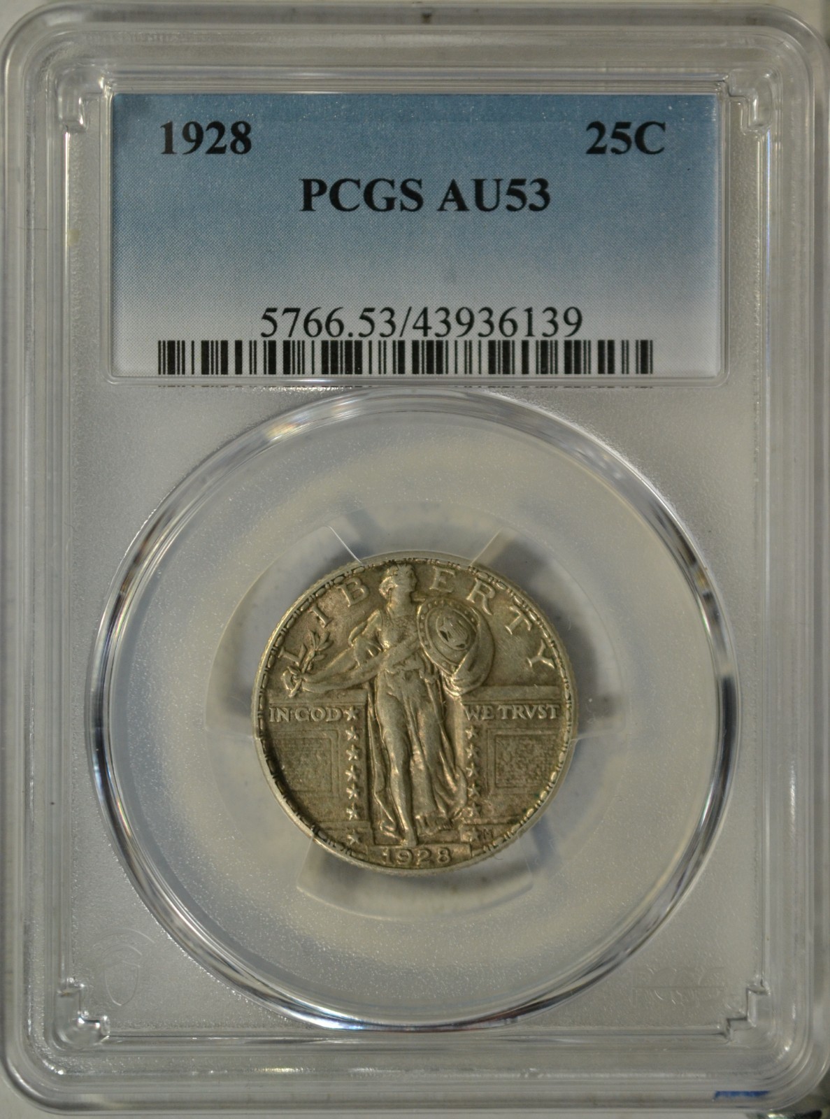 1928 Standing Liberty quarter, PCGS  AU50