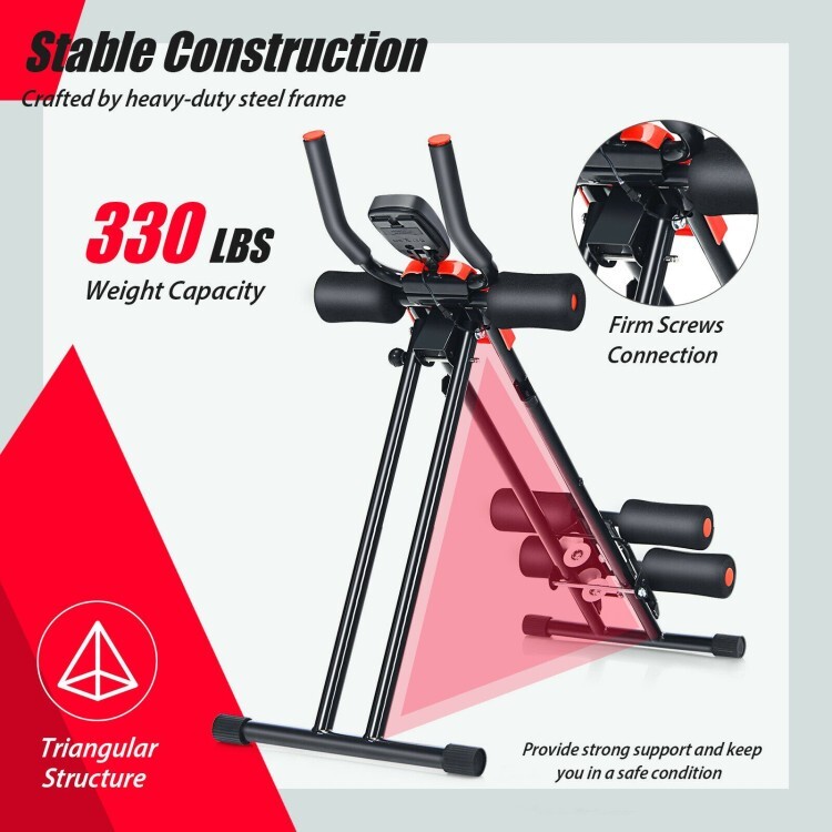Foldable Abdominal Trainer Home Gym Equipment Adjustable Workout W/ LCD Display