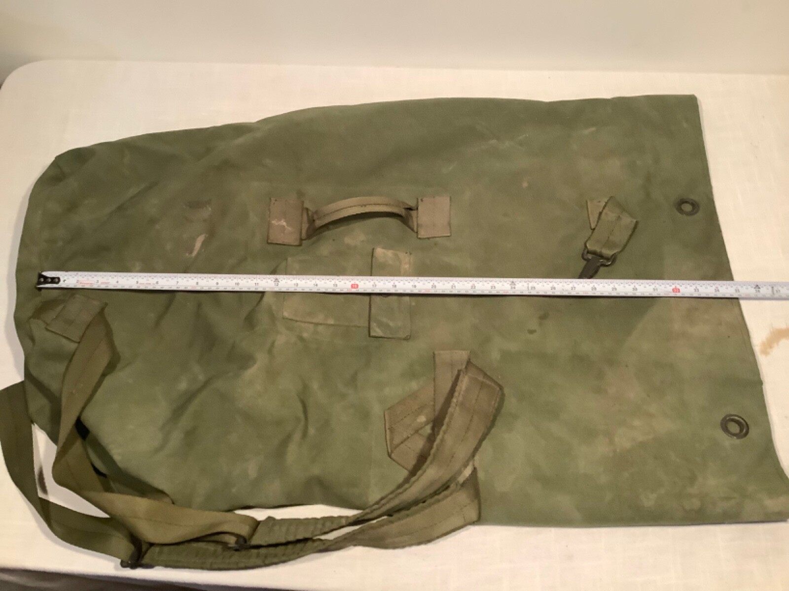 US Military Army DUFFEL /  SEA BAG LUGGAGE Top Load 2 Strap OD NYLON 24x35”