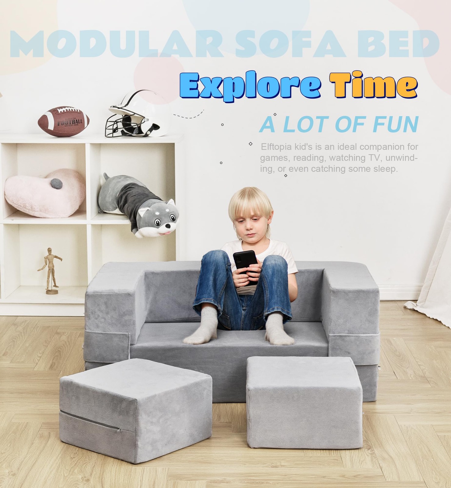 Modular Kids Sofa,Toddler Couch Foam Armchair for Kids, Children Convertible ...