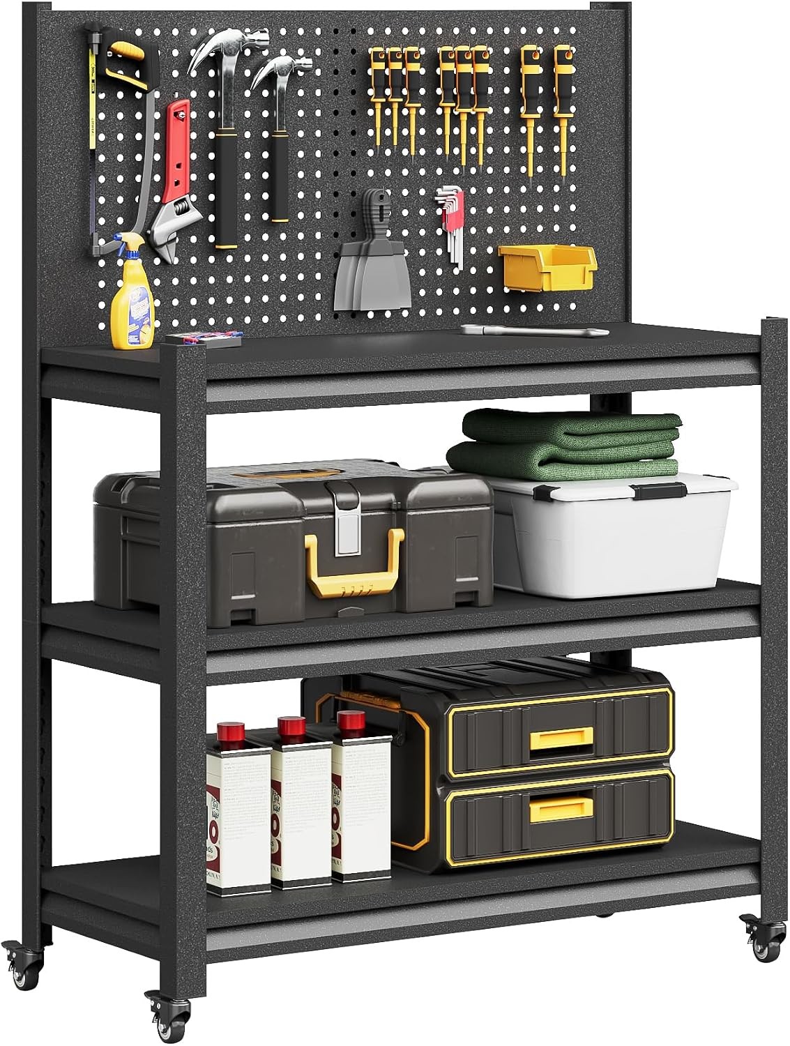 Workbench on Wheels Adjustable Heavy Duty Work Table W/ Wheels Heavy Duty