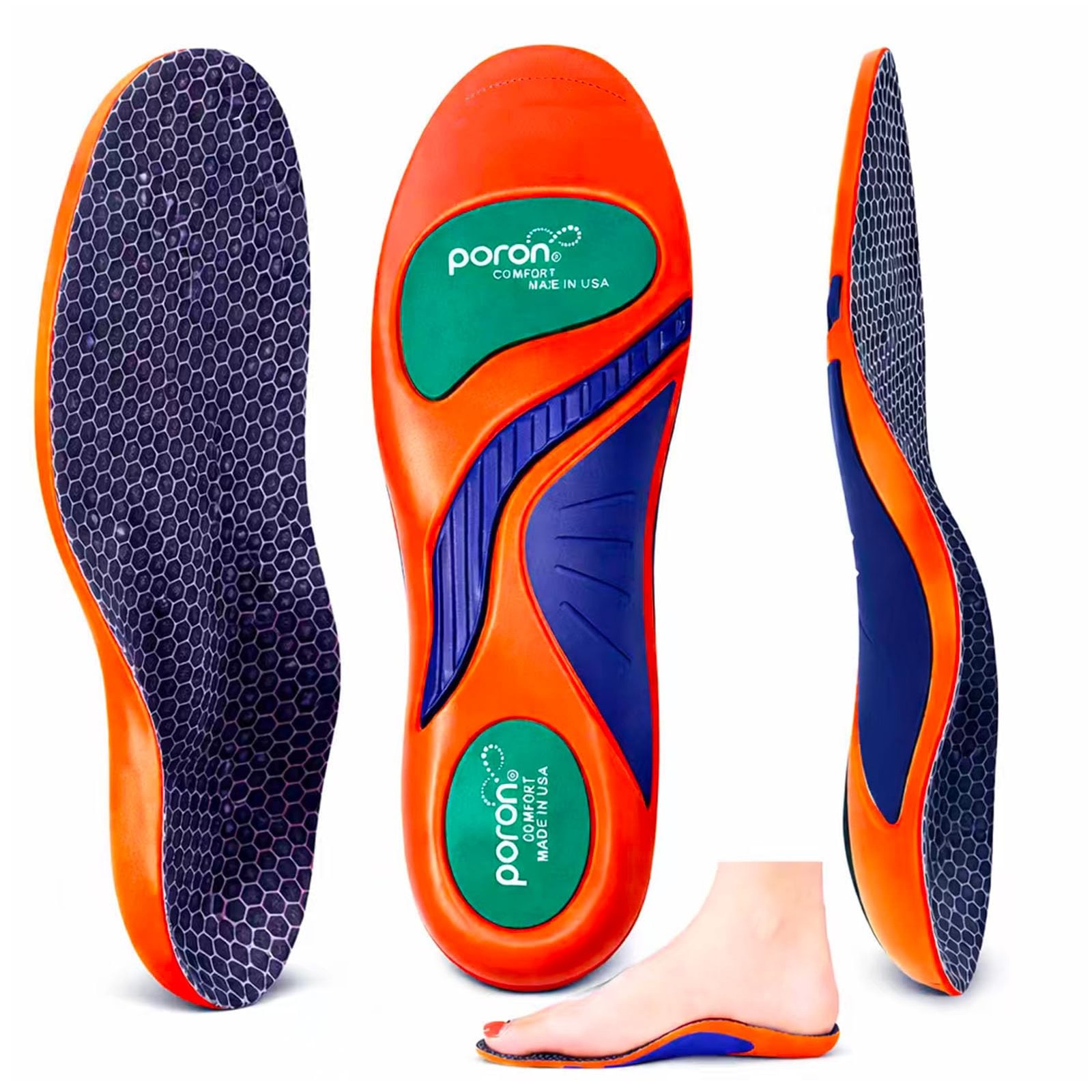 Plantar Fasciitis Arch Support Gel Insoles for Men & Women, 7-Times-Shock-Pro...