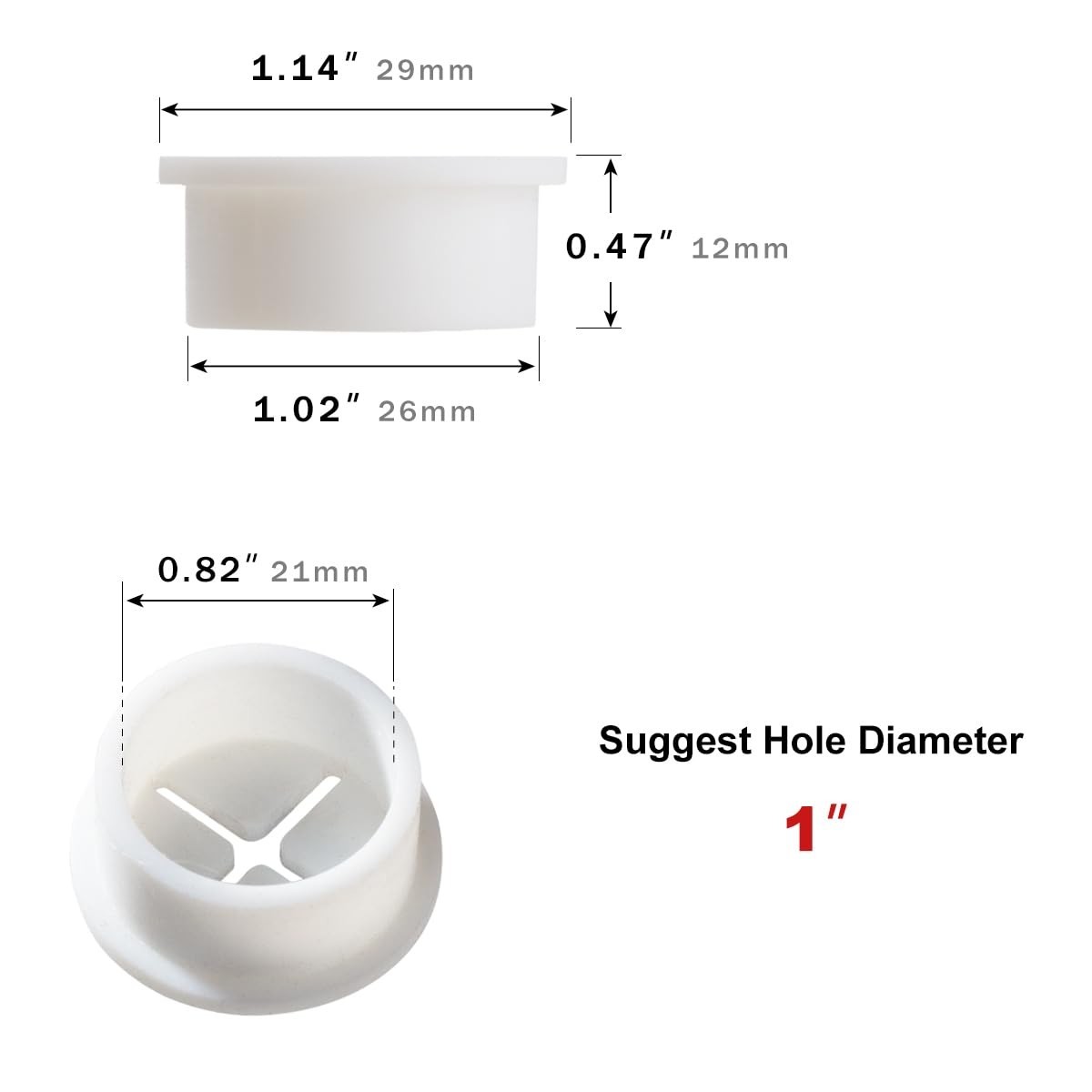 Elegant 2 Pack White Silicone Cable Grommets - Dust-Resistant & Flexible Design