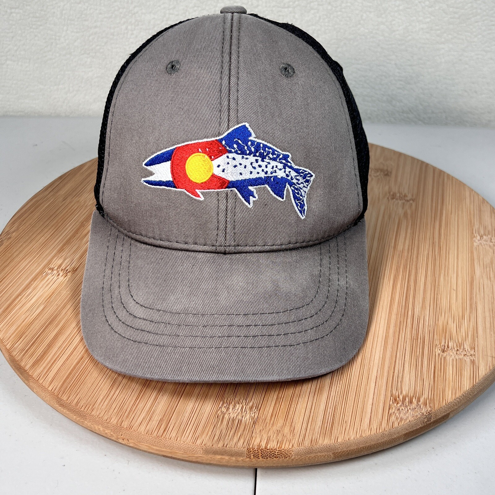 Rep Your Water Colorado Trout Snapback OFSM Hat Cap Gray Mesh Fishing Outdoors