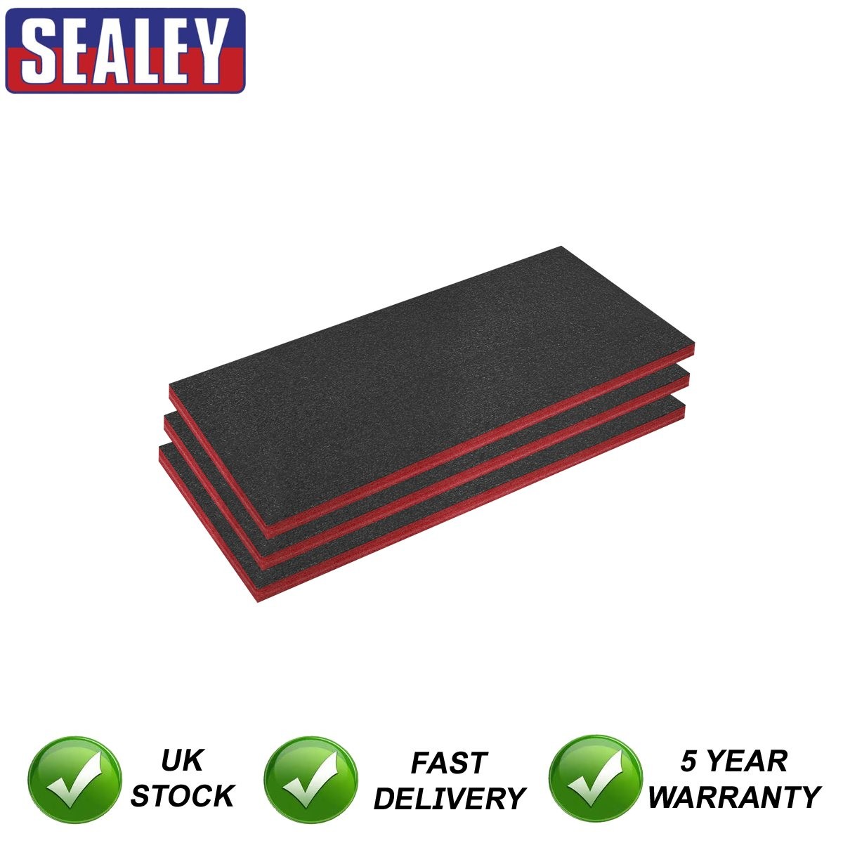 Sealey Easy Peel Shadow Foam� 1200 x 550 x 50mm Red/Black Pack of 3 SFPK50R
