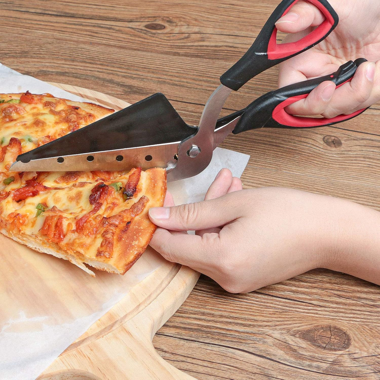 Pizza Scissors, Pizza Cutter, Ultra Sharp Detachable Blade with a Tray