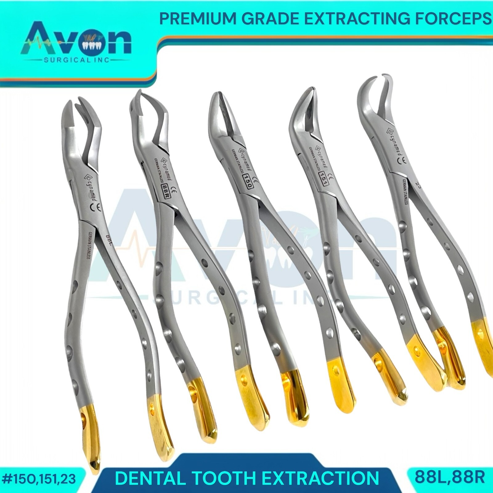 SET OF 5 GERMAN DENTAL TOOTH EXTRACTING EXTRACTION FORCEPS -DENTAL INSTRUMENT