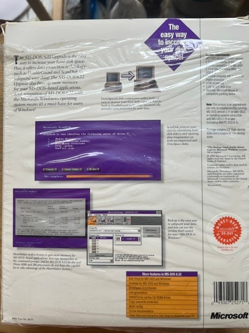 Microsoft MS-DOS 6.22 New in Box, 4 Disks, User Guide