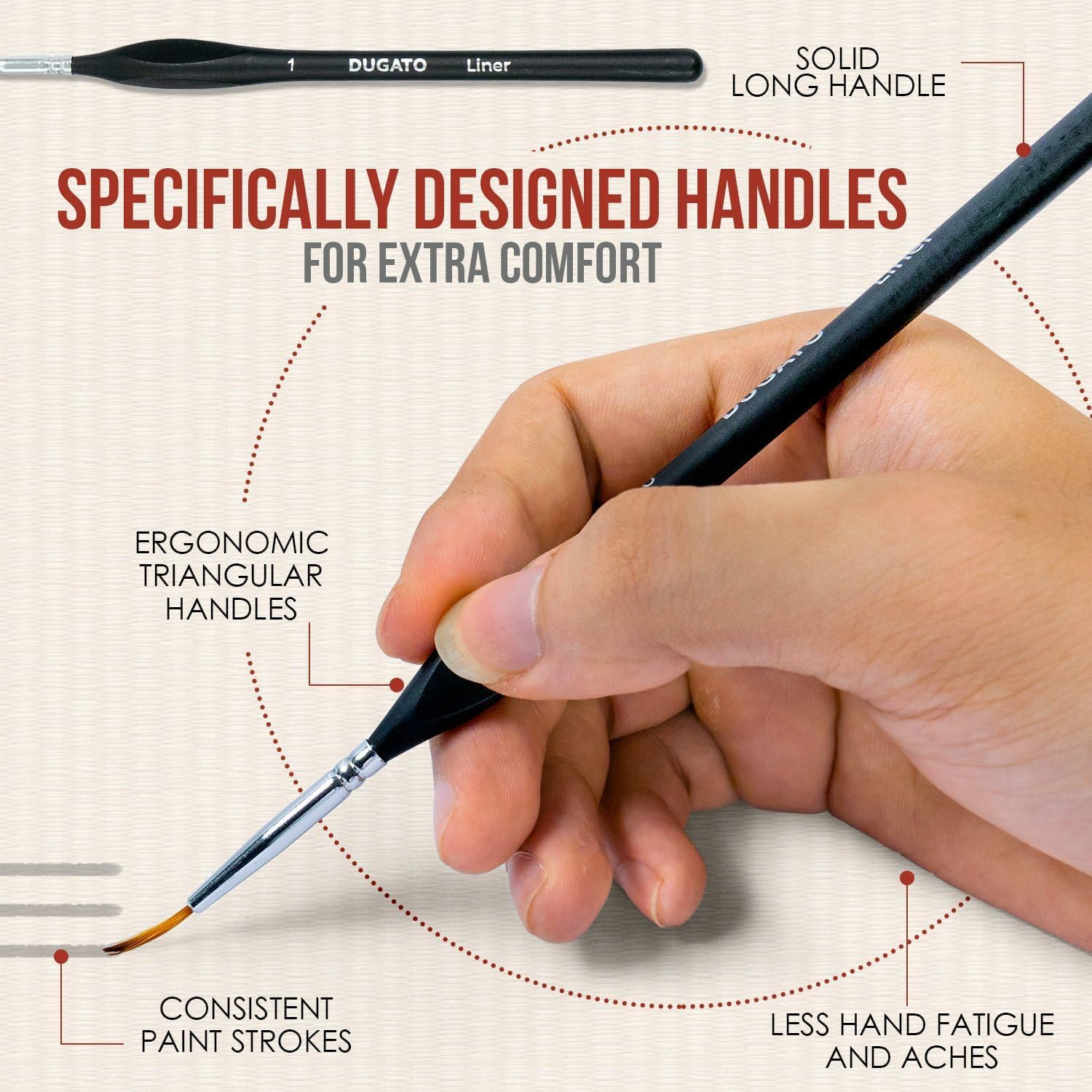 Fine Detail Paint Brush Set (15Pc) - Miniature Brushes with Ergonomic Triangular