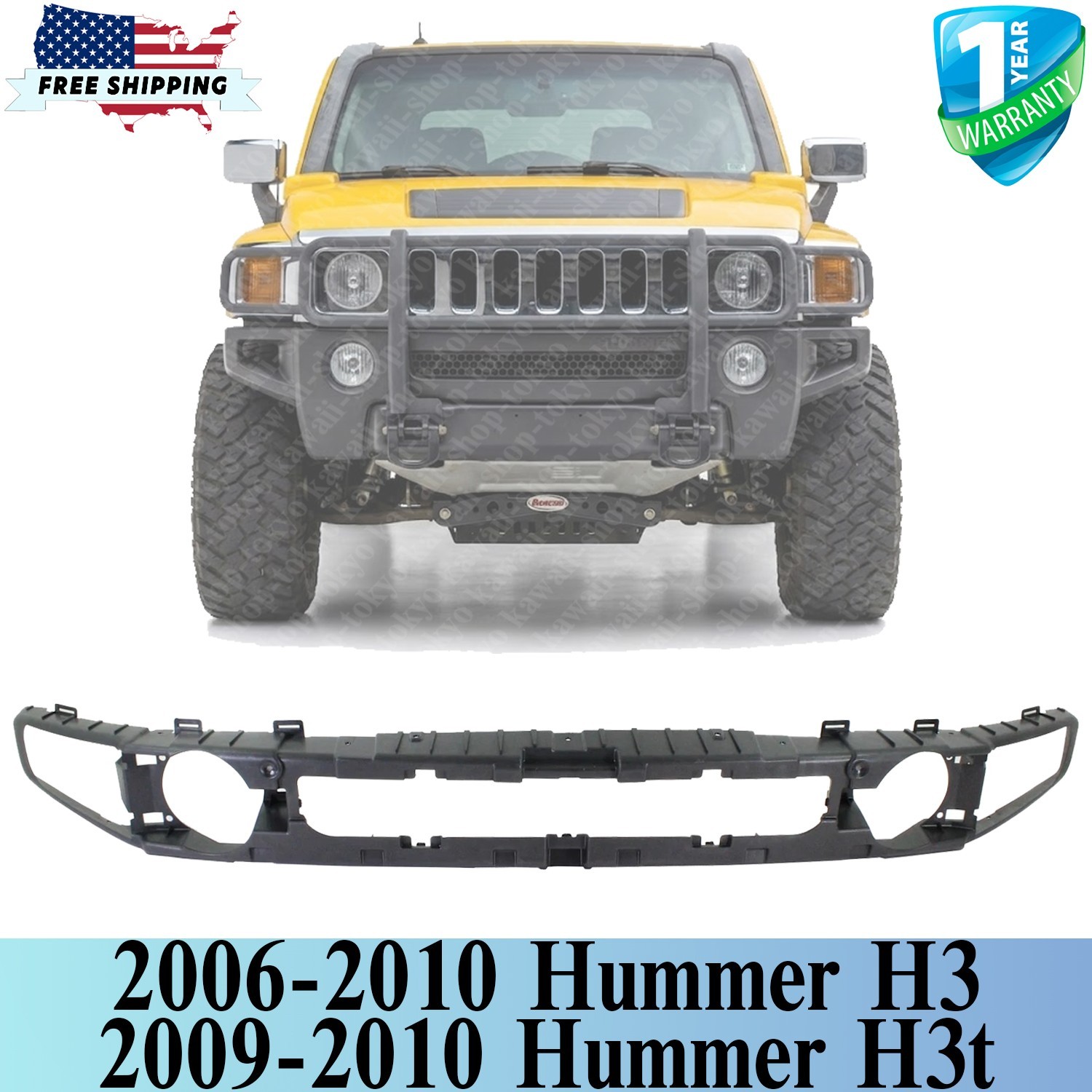 NEW Front Bumper Filler Black Plastic For 2006-2010 Hummer H3 / 2009-2010 H3t