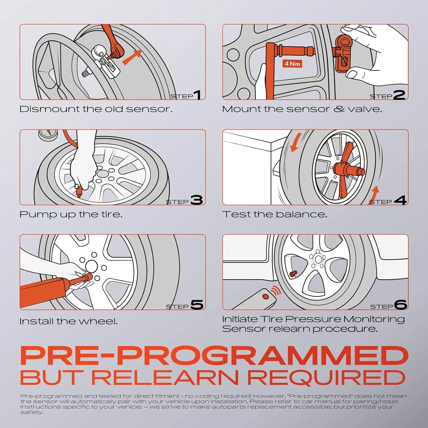 A-Premium 4PCS Pre-Programmed TPMS Sensor Tire Pressure Monitoring Sensor - Comp