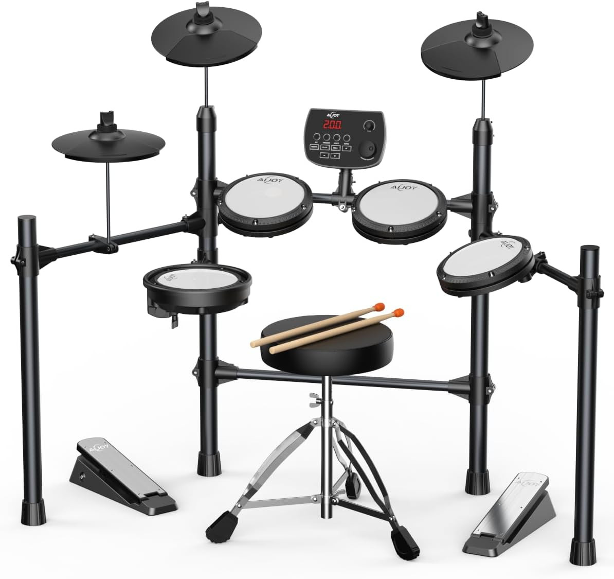Electronic Drum Set Mesh Pads 5 Drums & 3 Cymbals, USB MIDI, Module, Incl Throne