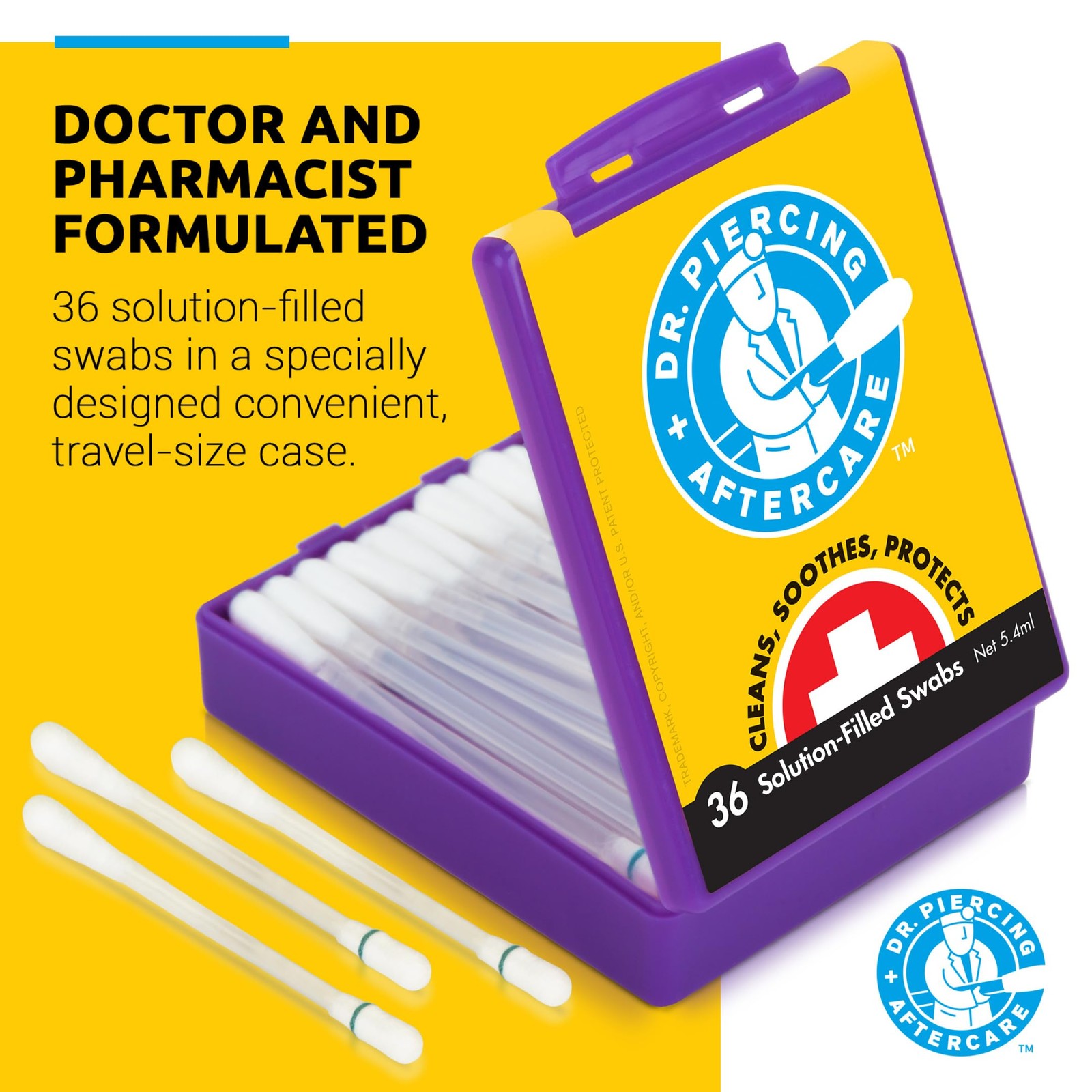 Swabs – Piercing Bump Saline Solution for Cleansing Earring, Nose, Belly, and...