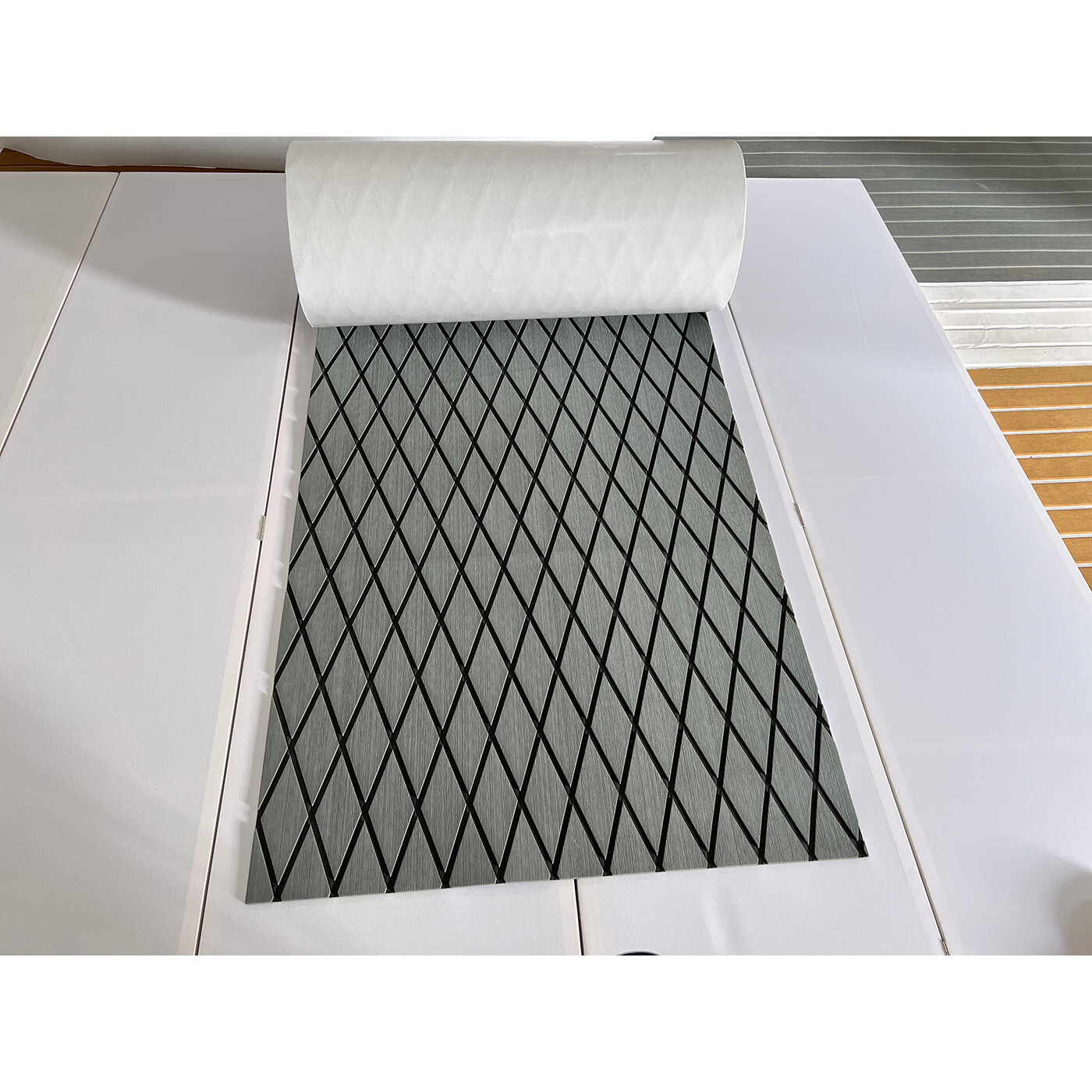 EVA Foam Boat Flooring Marine Sea Decking Carpet , Dark Gray Diamond Pattern Mat