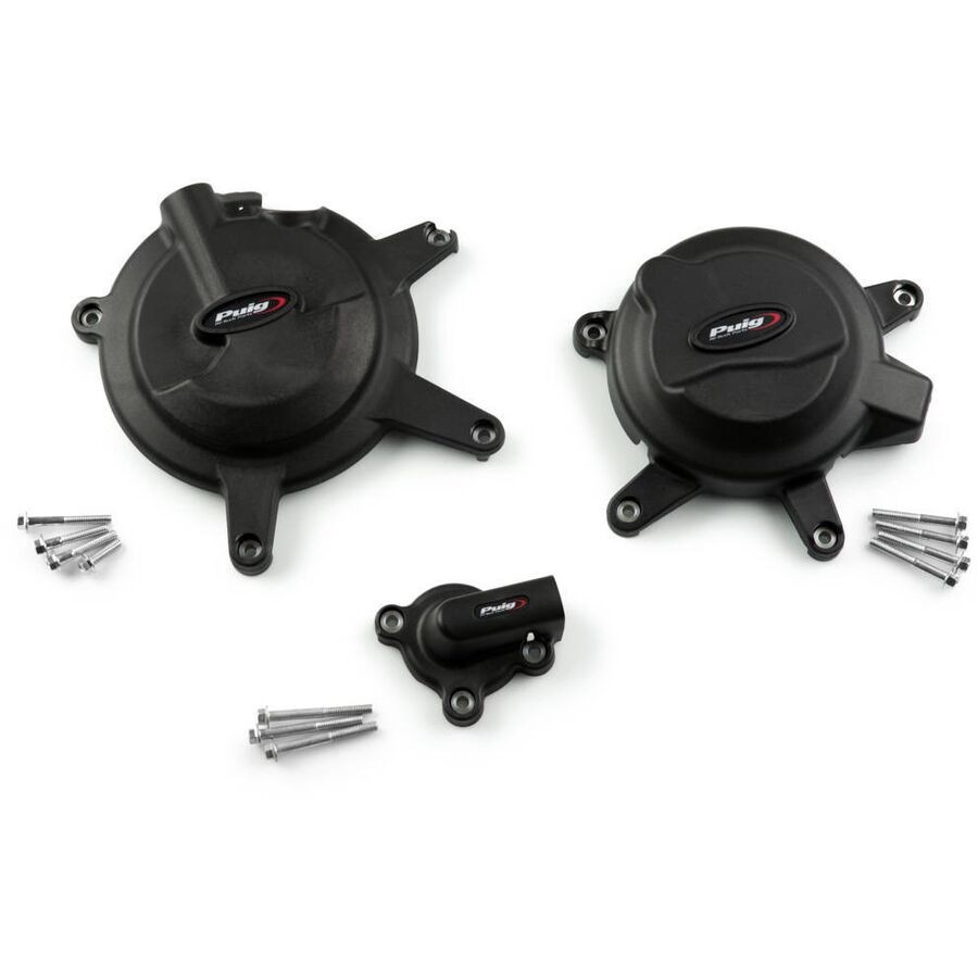 Puig Engine Protection Covers - Black, 3-Piece/Standard 20169N