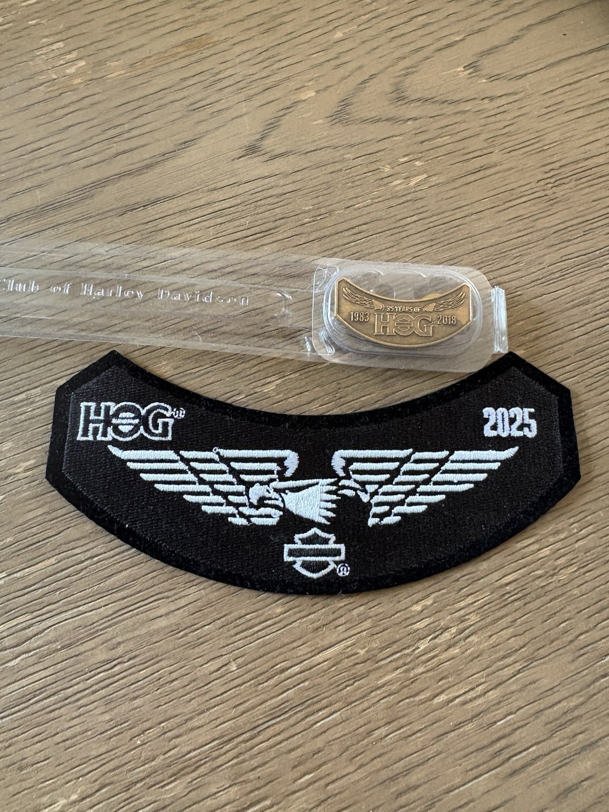 NEW 2025 HOG Harley Davidson Owners Group Patch Badge & Pin Black Wings