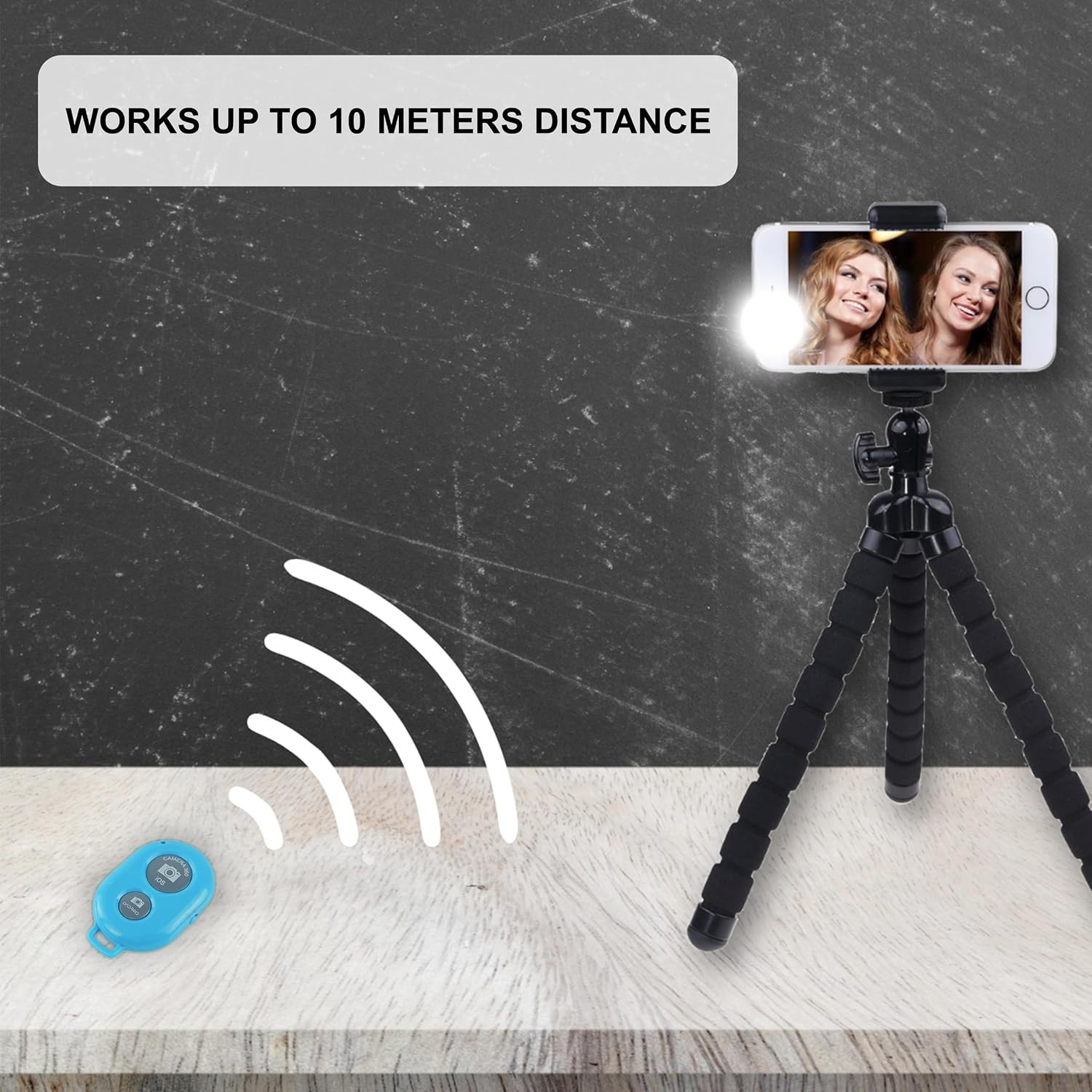 Bluetooth Camera Shutter Remote for Effortless Selfies and Group Shots - Blue