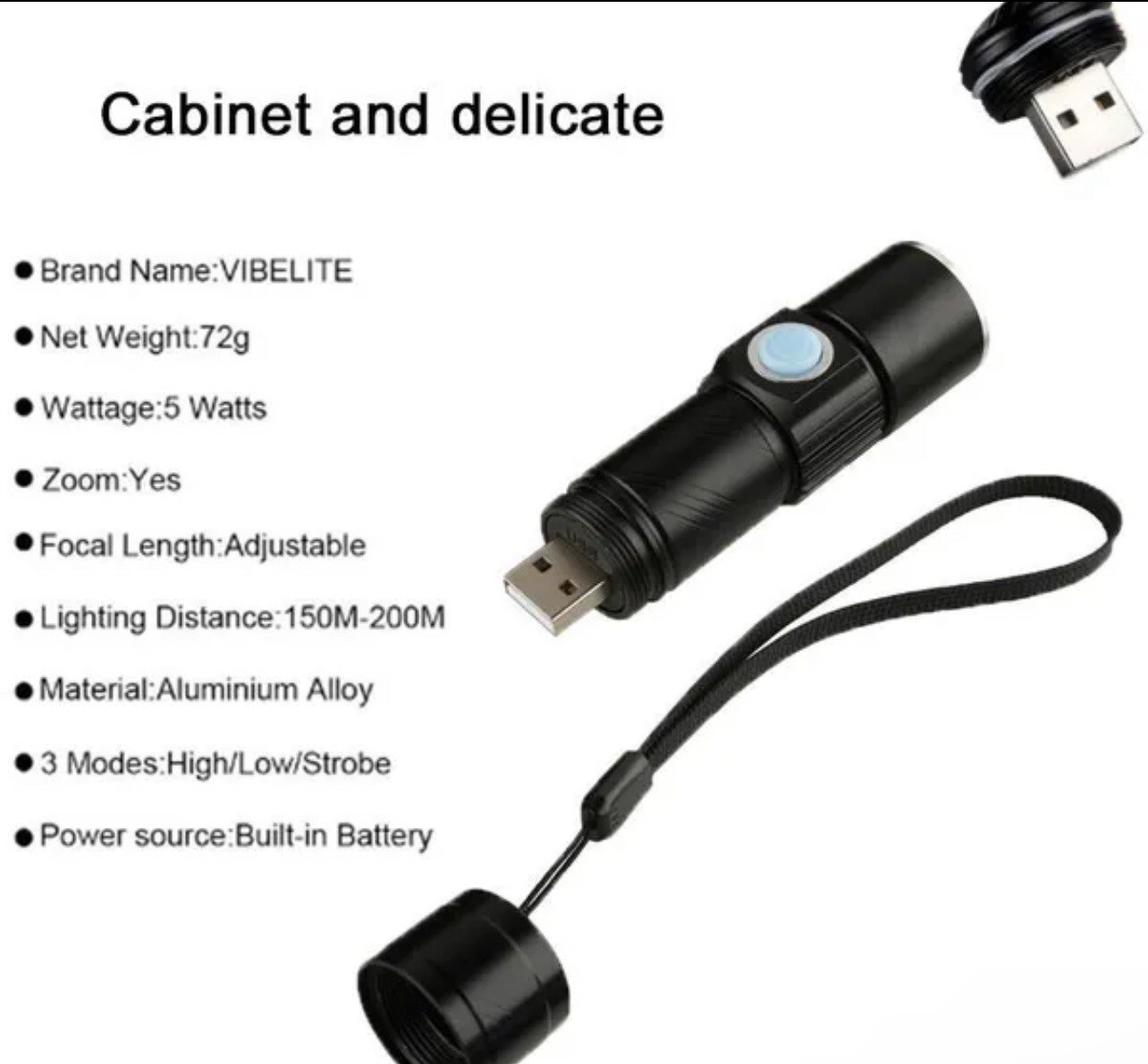 (2) BEST ZOOM TACTICAL LED USB RECHARGEABLE handheld FLASHLIGHT