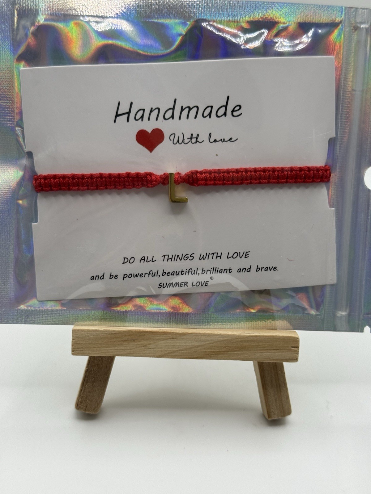 Handmade Bracelet With Letter L By Handmade With Love - New Sealed- Great Price