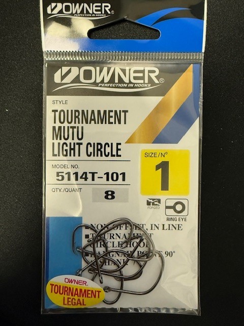 Owner Tournament MUTU Light Circle Hooks - 5114T-101   hook:#1   qty:8