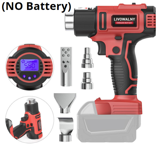 Cordless Heat Gun for Milwaukee m18 Battery, LIVOWALNY 18V 350W 122℉~1202℉ (50℃