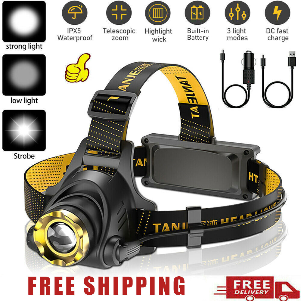 2 pack Super Bright LED Headlamp Camping Waterproof Flashlights Hiking Torch