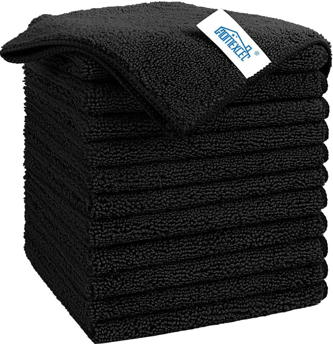 Microfiber Cleaning Cloth Black, 12 Pack Premium Microfiber Towels for Cars, ...
