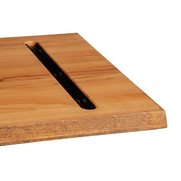 24" x 30" Rectangular Solid Wood Live Edge Restaurant Table Top in Natural Wood