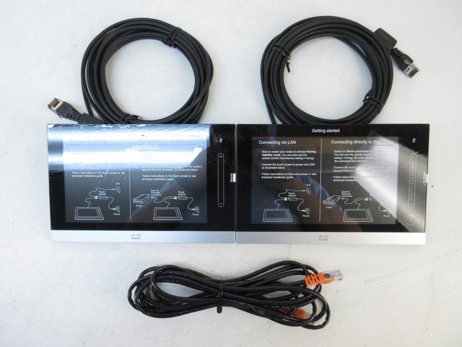 2x Cisco CTS-CTRL-DVC8 TelePresence 8-Inch Touch Screen Missing Some Accessories