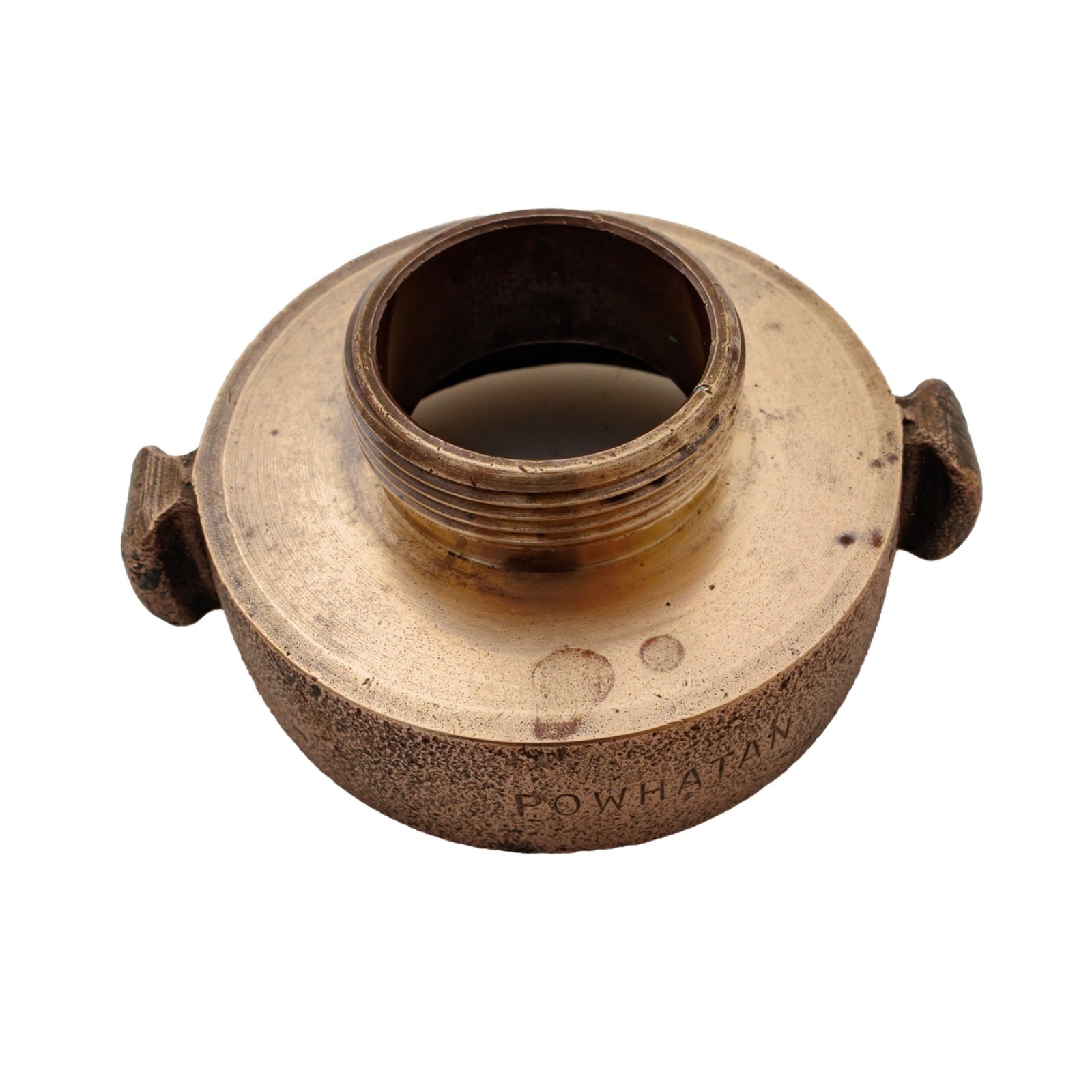 Vintage Powhatan Fire Hose Nozzle Adapter Reducer Brass Lugged Collar