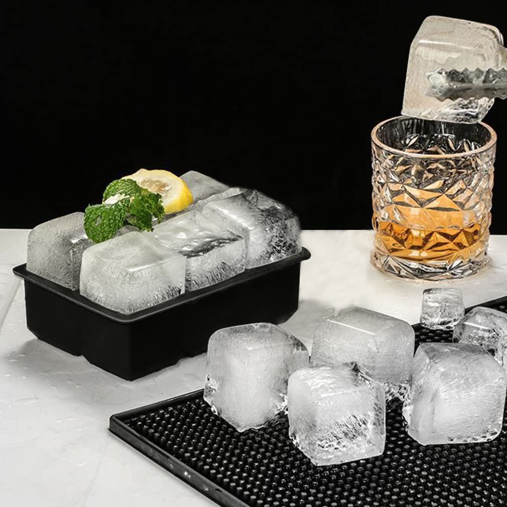 Ice Cube Trays Set of 2, Sphere Ice Ball Maker with Lid & Large Square Ice Cu...