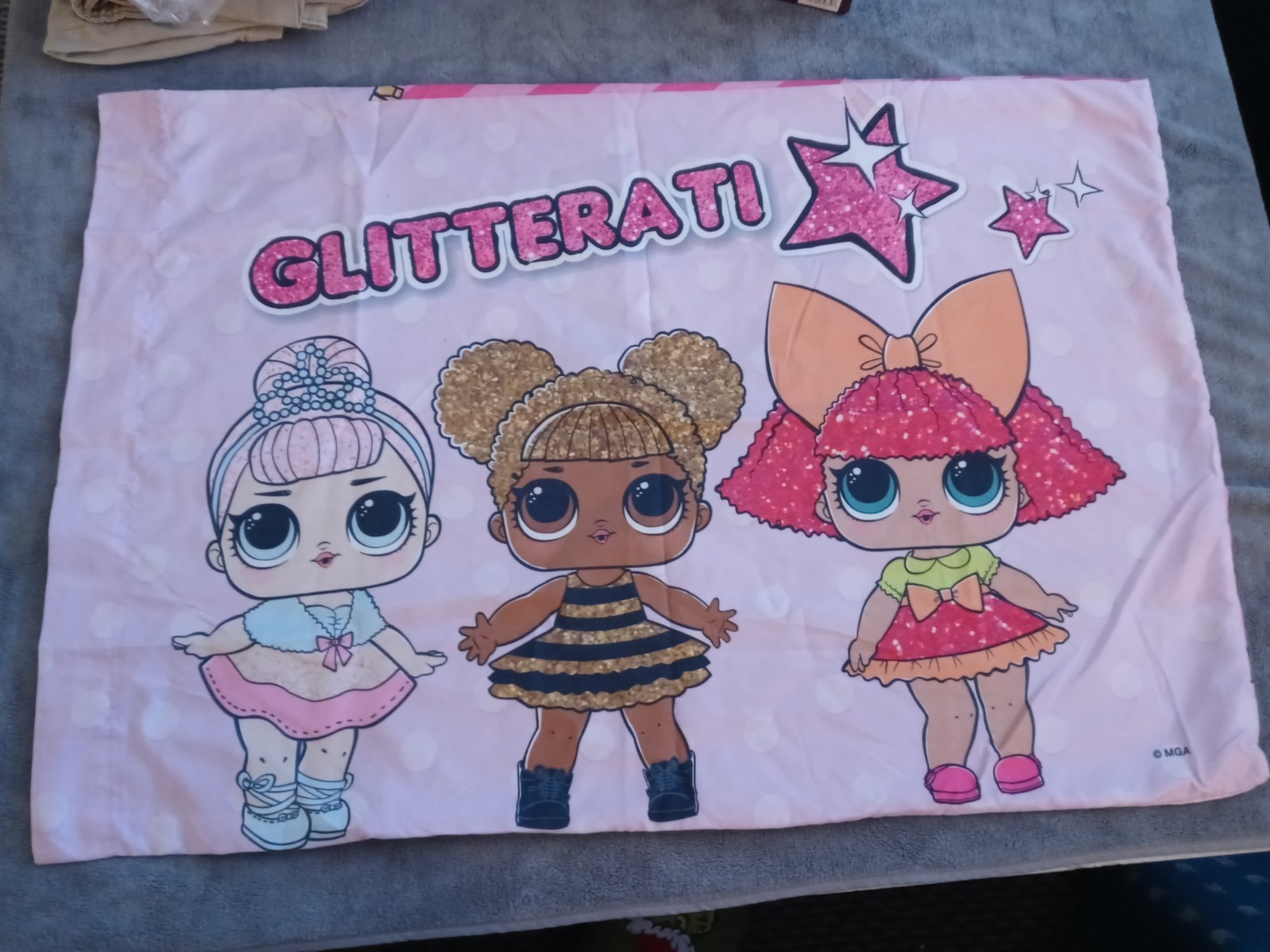 LOL Surprise Standard Pillowcase, LOL Glitterati, Reversible, 20" X 30" USED