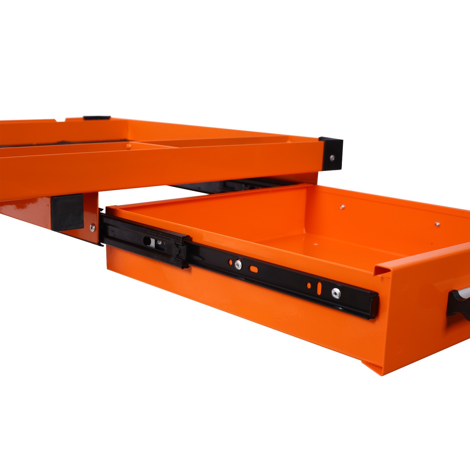 Portable Adjustable Garage Table 220lb Cap Orange Steel Drawer Casters