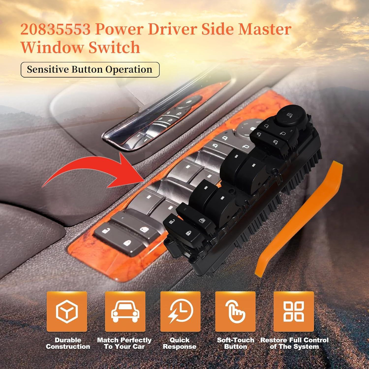 20835553 Power Driver Side Master Control Window & Mirror & Door Lock Switch Fit