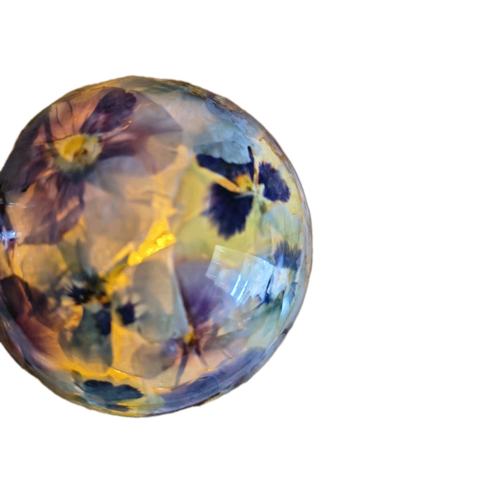 Pressed Flower Acrylic Sphere Paperweight LED Light Botanical Orb Decor