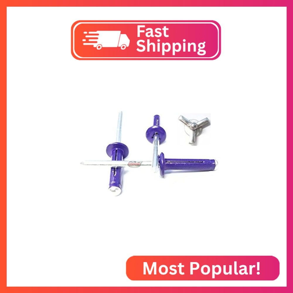 Purple Exploding Pop Rivets 3/16" Tri-Fold Small Aluminum Head Steel Mandrel .04