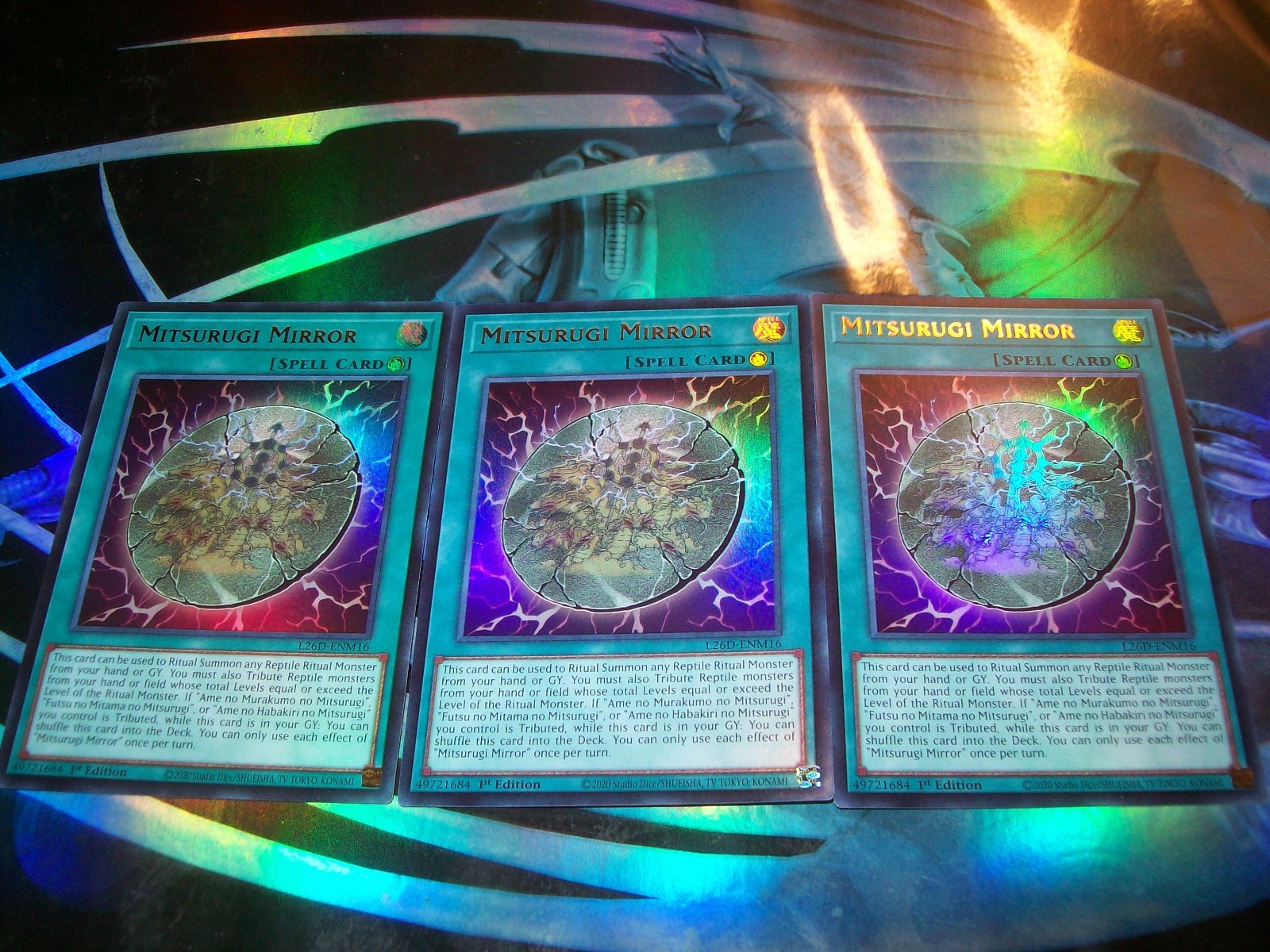3x Mitsurugi Mirror 1st Edition Ultra Rare L26D-ENM16 Yu-Gi-Oh!