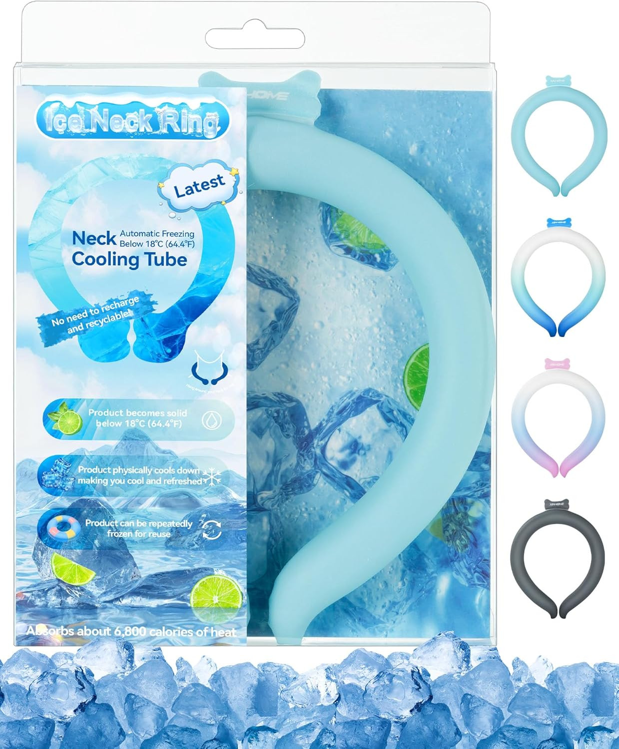 Neck Cooling Tube Wraps Ice Ring Neck Cooler Personal Ice Pack Wrap for Hot Weat