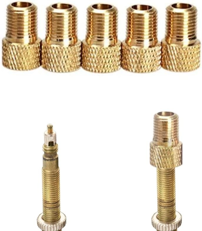 Presta to Schrader Valve Adapter for Bike, Inflate Tire Gold