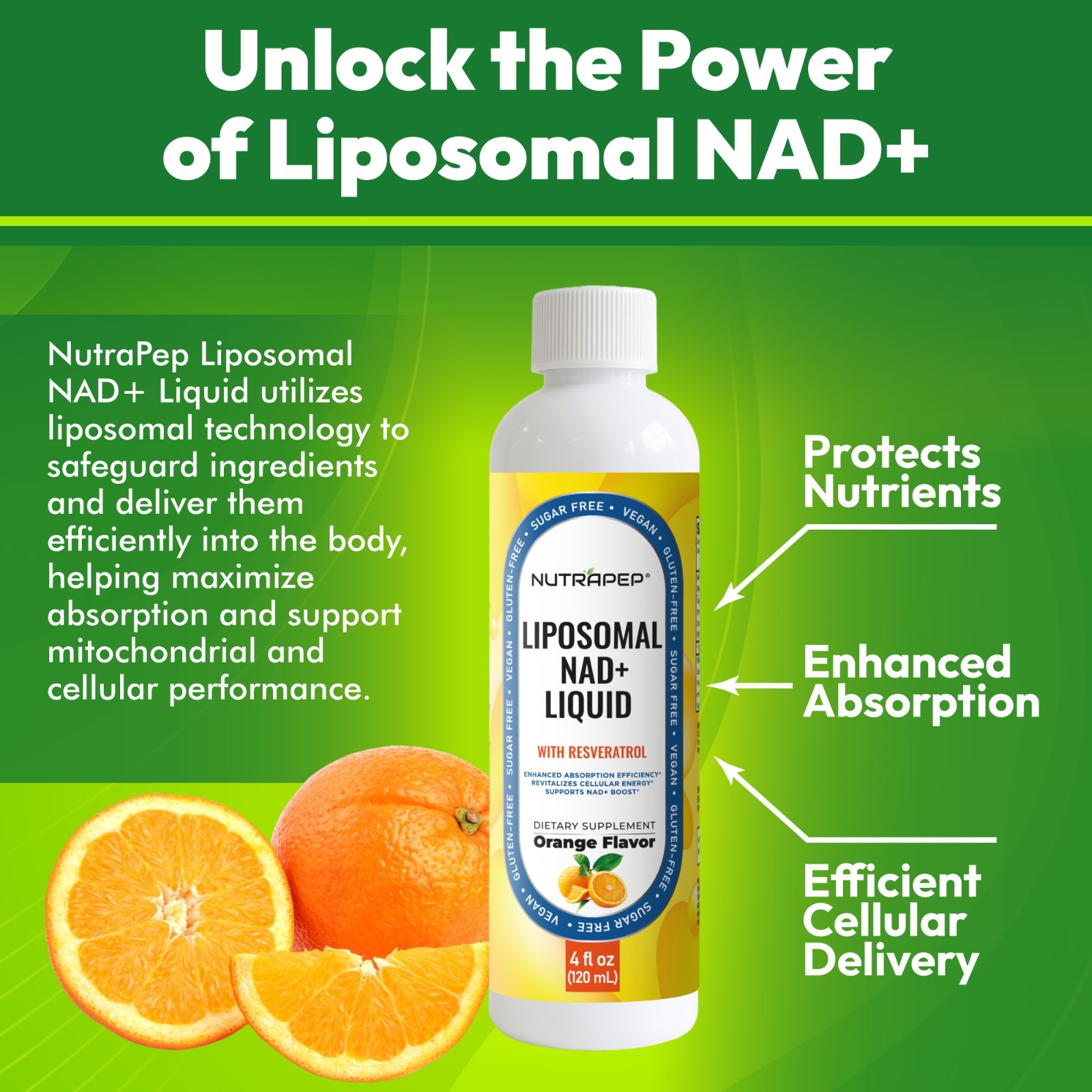 NutraPep NAD+ Liquid Supplement - Liposomal NAD+ Boost