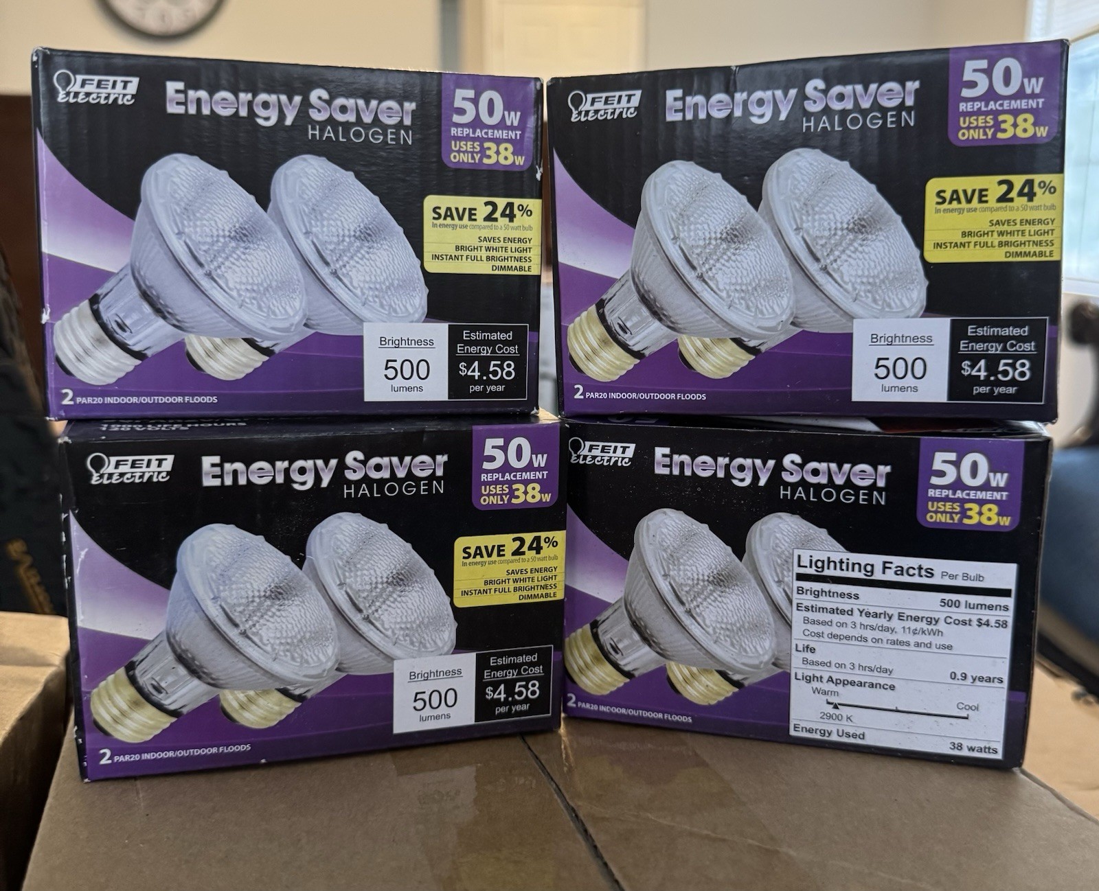 4-Pack(8bulbs) FEIT Electric Ener… S… 50W Replacement PAR20 Indoor/Outdoor
