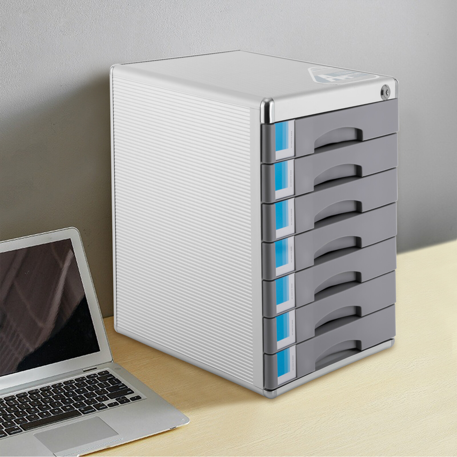 Office Filing Cabinet 7 Drawer Aluminum Alloy File Cabinet With Lock Desktop New