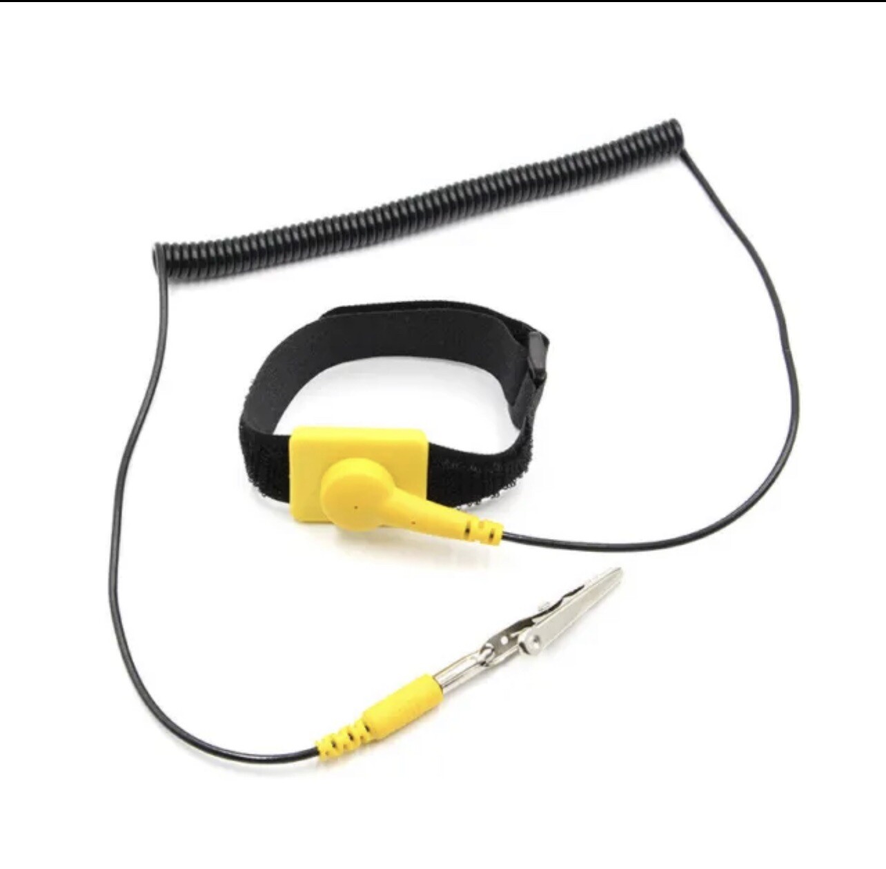 2 Pack Anti-Static Adjustable Grounding Wrist Strap Components Black,Yellow
