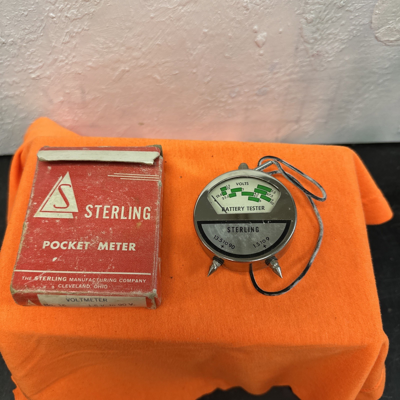 Antique 1916 STERLING No. 37A Pocket Voltmeter with Box 1.5 -9 Volt & 13.5-90V