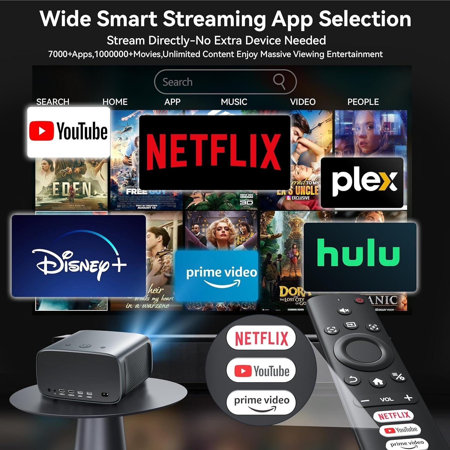 Smart Projector with WiFi and Bluetooth Built-in Streaming Apps Bundle