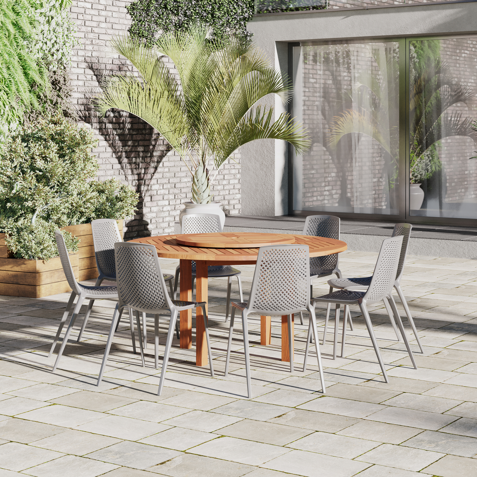 Amazonia Blois 2-Piece Outdoor Dining Chairs | Eucalyptus | Gray Chairs
