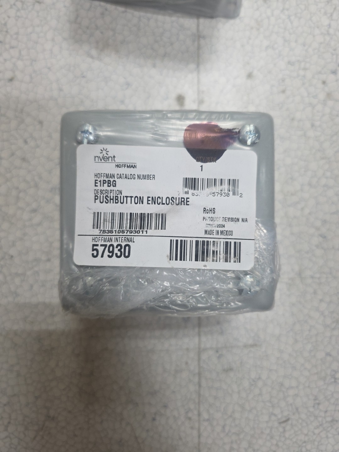 nVent HOFFMAN E1PBG Pushbutton Enclosure Square Metal Gray