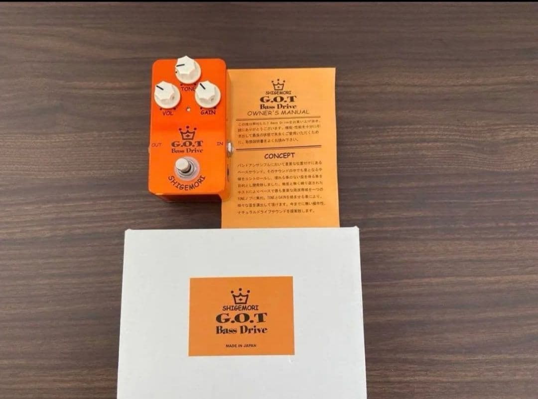 SHIGEMORI G.O.T Bass Drive Bass Overdrive Pedal Orange Used