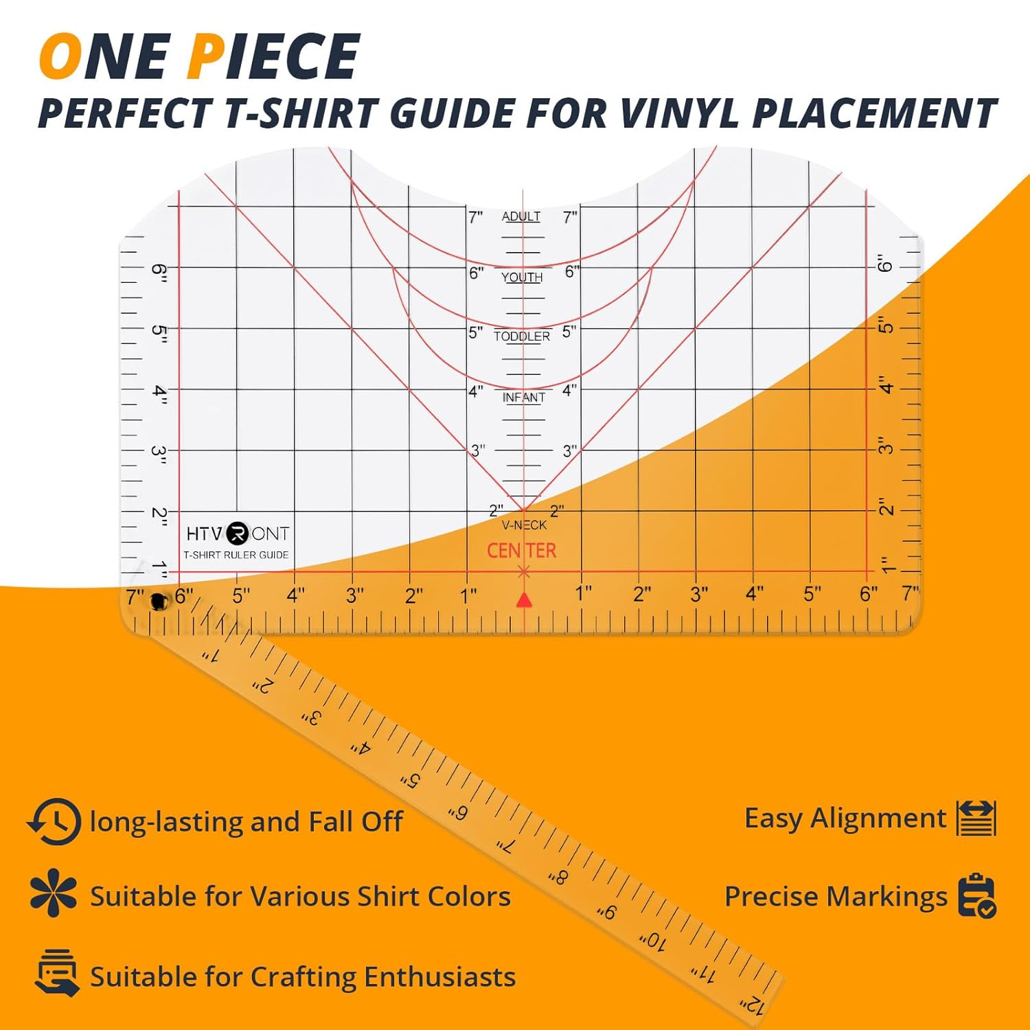 HTVRONT Tshirt Ruler Guide for Vinyl Alignment - Transparent PVC Tshirt Measurem