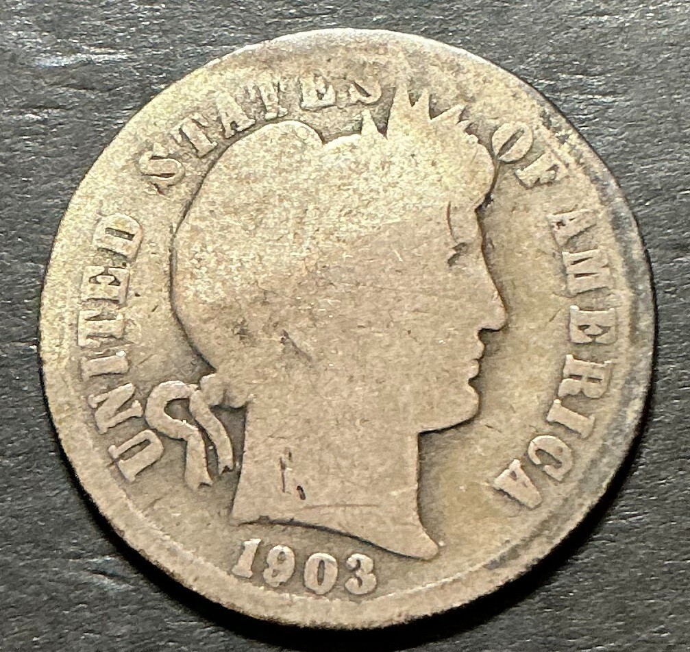1903-S Barber Liberty Dime 10c KEY San Francisco silver nice grade coin f839